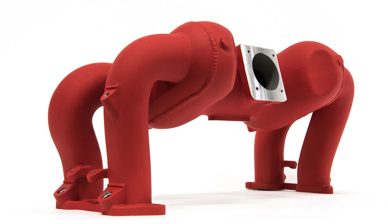 AMS Performance Reverse Rotation Intake Manifold - Red Coated - 2002-2014 Subaru WRX / 2004-2021 Subaru STI